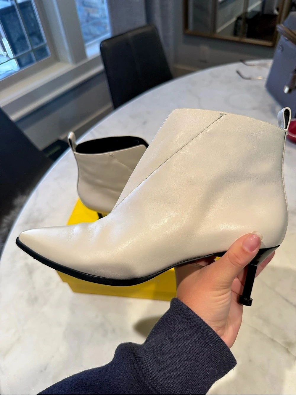 Mercedes Castillo Pointed-Toe Heeled Ankle Boots Cream Us 7.5 Like New — image 4 of 8